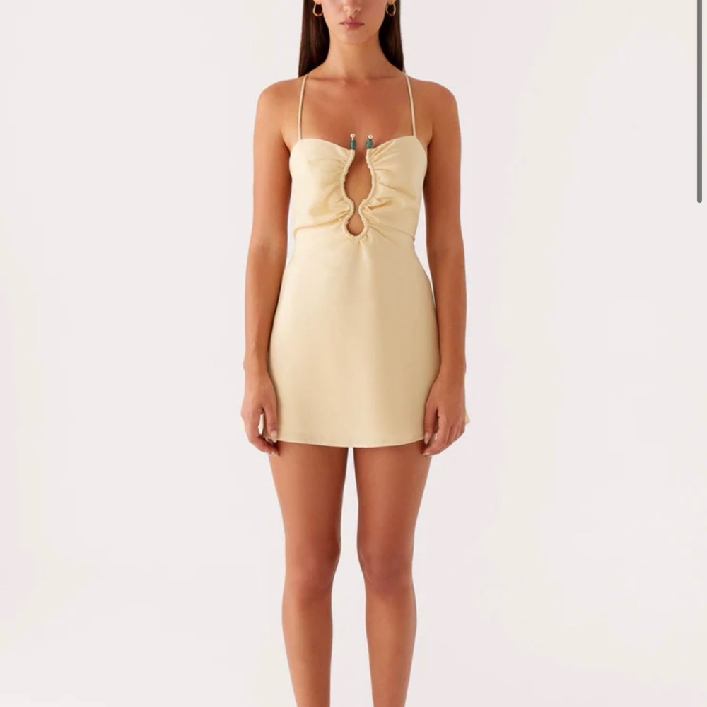 Peppermayo Cream Mini Dress with Keyhole Front